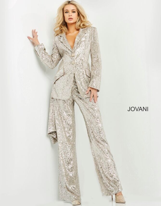 Jovani Silver Sequin Contemporary Jacket 04904