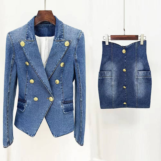 Dolly Denim Skirt Suit Set