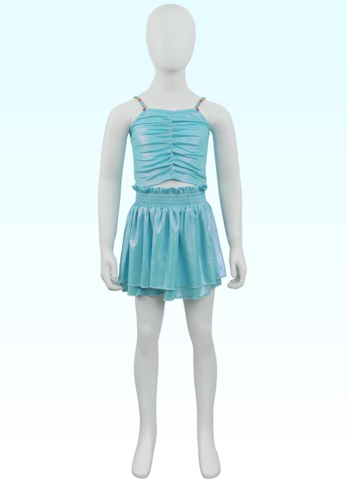 Little's Aqua Metallic Skirt Set