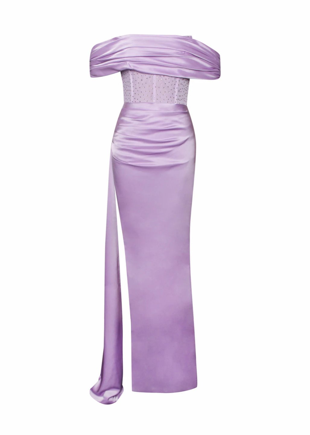Norma Lilac Draped Corset Satin Gown