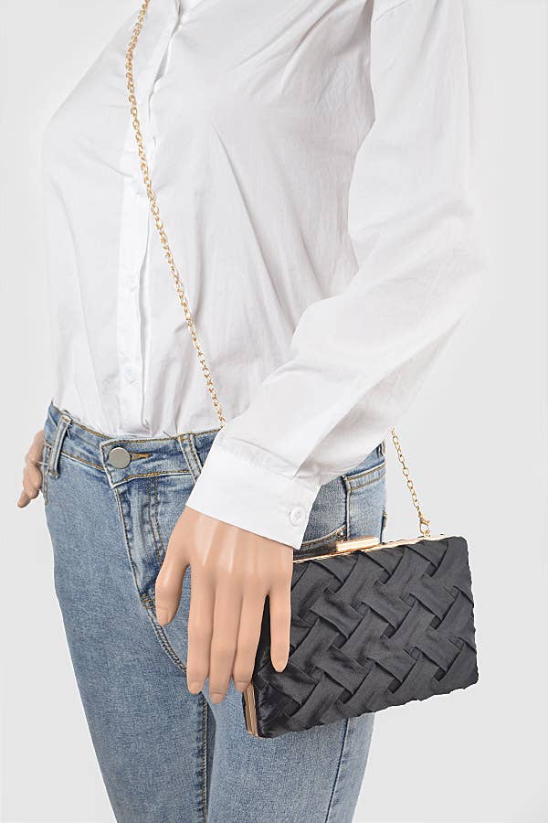 Basket Weave Satin Clutch
