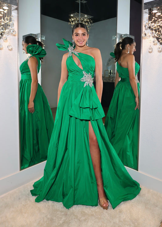 Jovani Ruffled One Shoulder Embellished Gown 40929