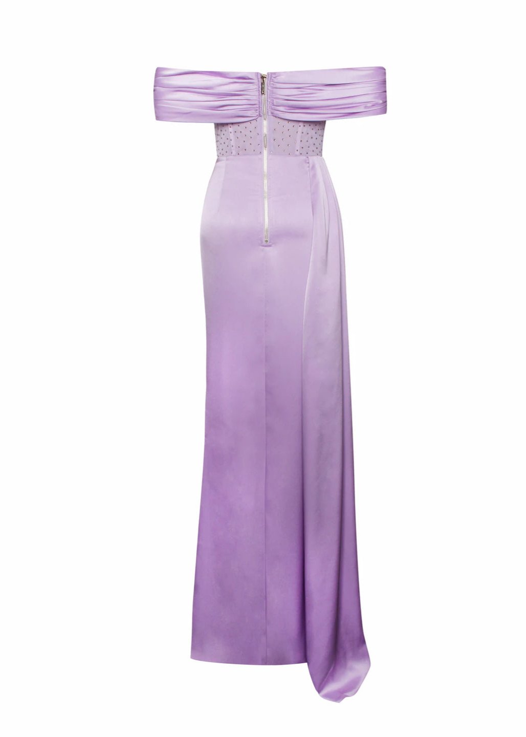 Norma Lilac Draped Corset Satin Gown