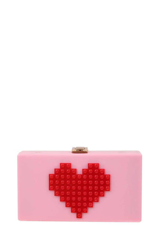 Pixel Heart Acrylic Clutch