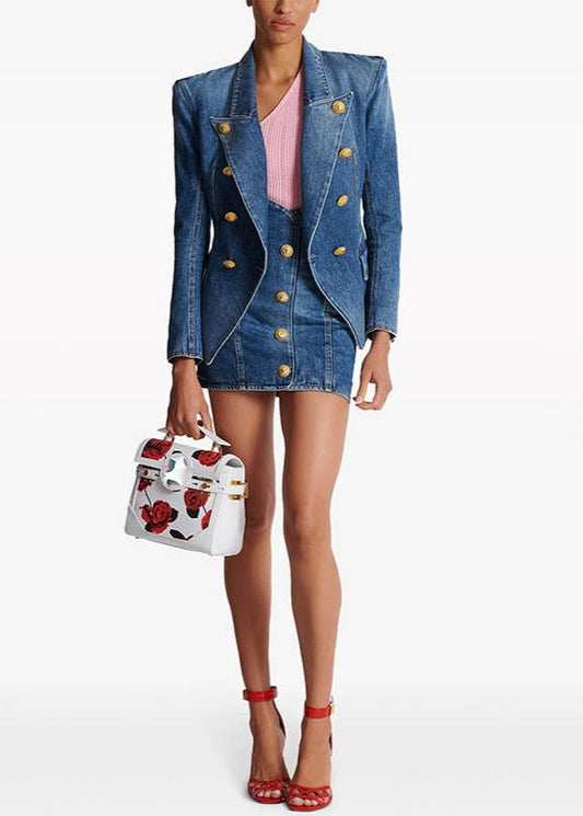 Dolly Denim Skirt Suit Set