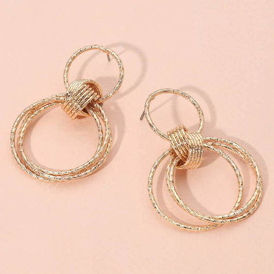 Textured Wire Layered Doorknocker Earrings
