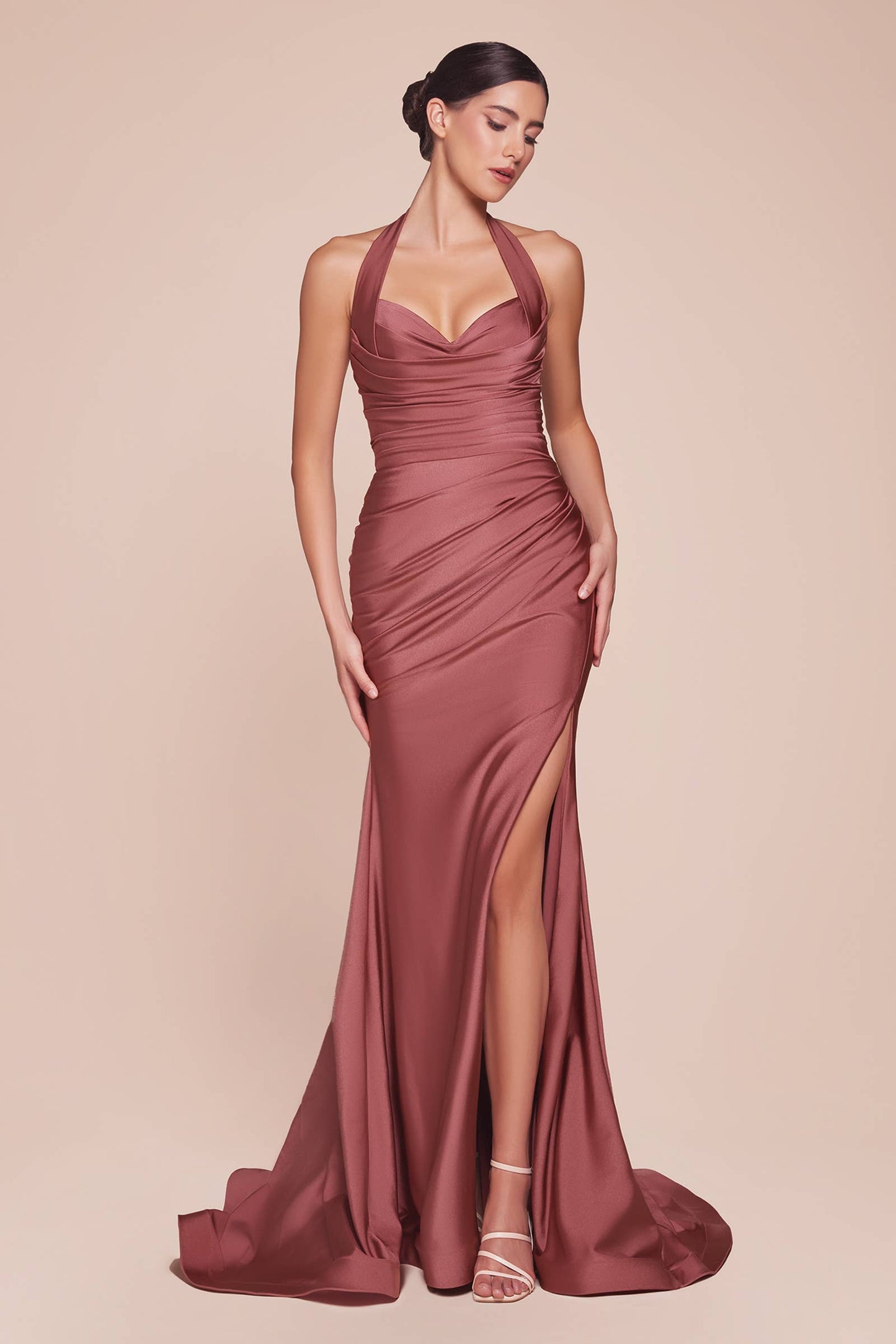 Halter Fitted Jersey Gown