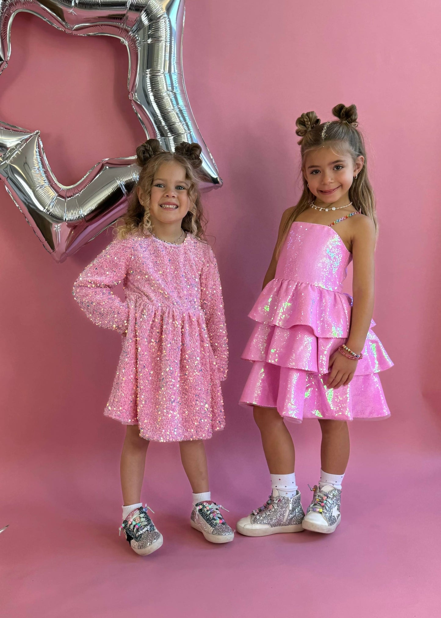 Little's Tiered Sequin Gem Party Dress
