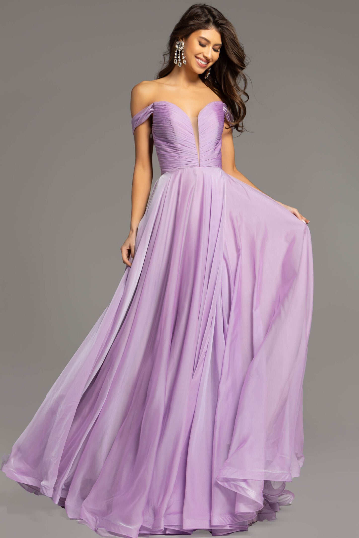 Jovani Lilac Chiffon A-Line Gown 43842