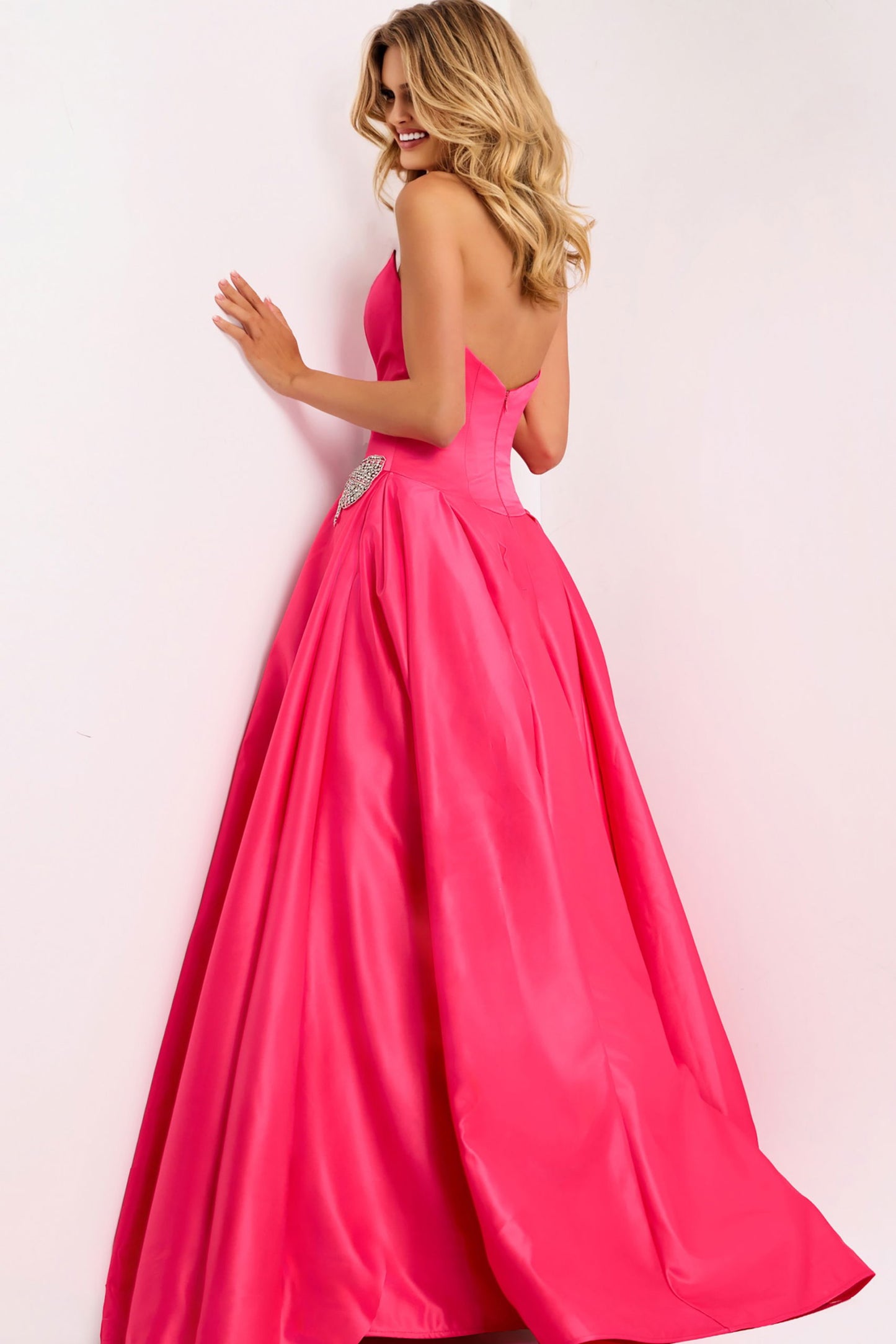 Jovani Bow Accent Drop Waist Ball Gown 47096