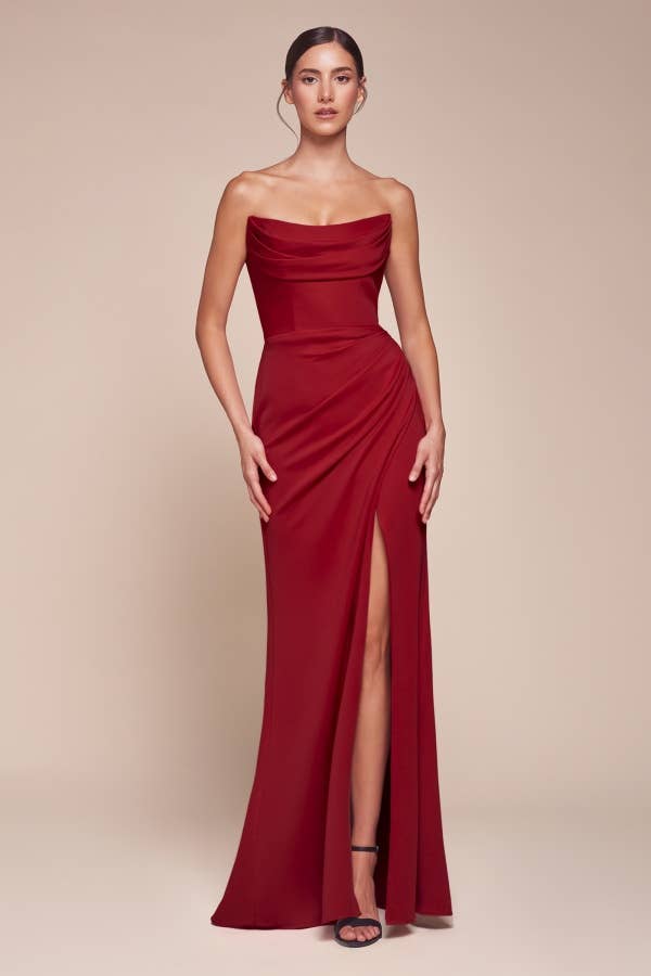 Scoop Neck Strapless Gown