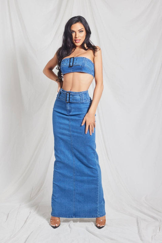 Demi Denim Maxi Set