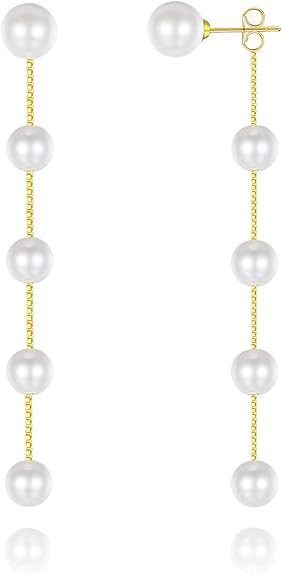 Pearl Chain & Stud Drop Earrings
