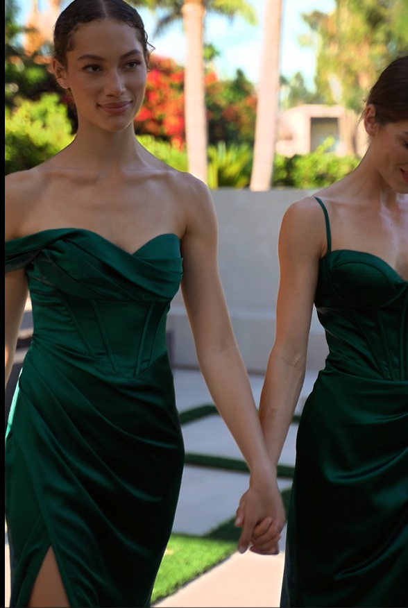 ONE SHOULDER SATIN CORSET GOWN