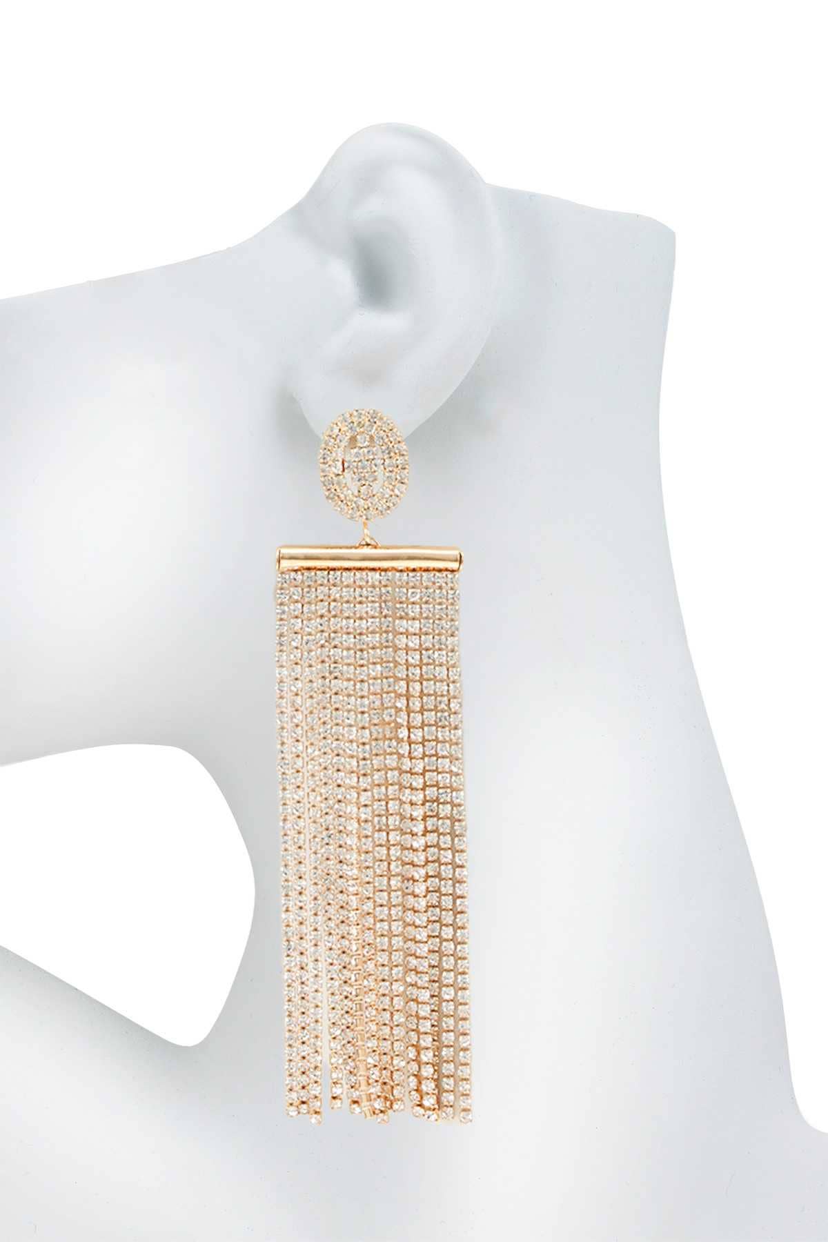 Rhinestone Fringe Drop Earrings