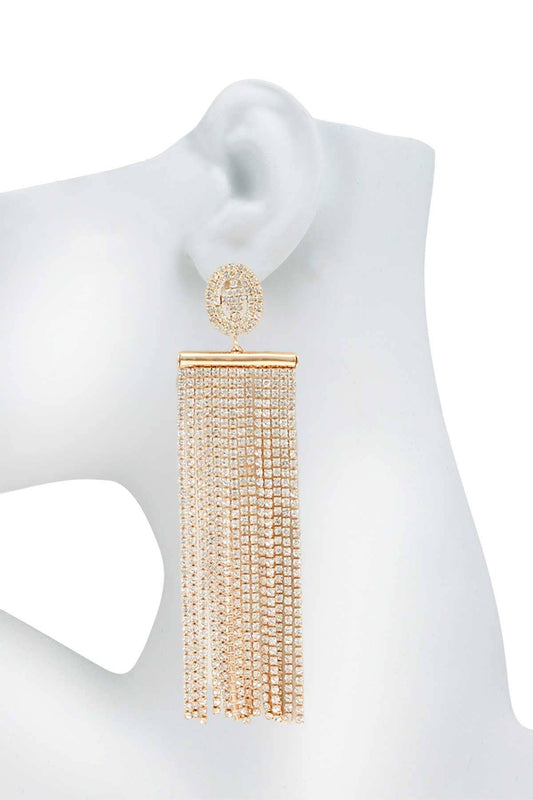 Rhinestone Fringe Drop Earrings