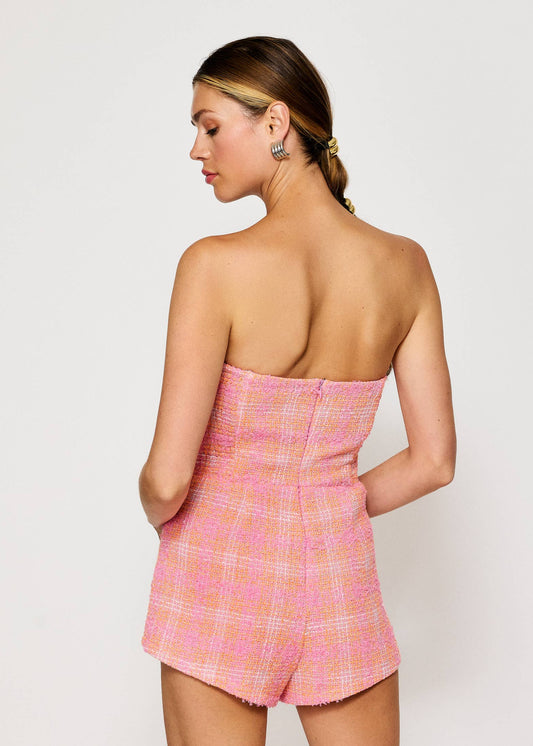 Reesa Strapless Tweed Romper