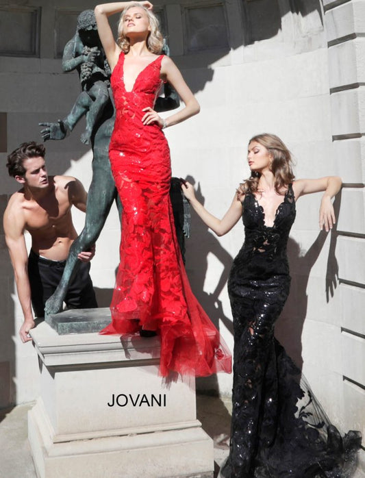 Jovani Sequin Floral Illusion Gown 60283