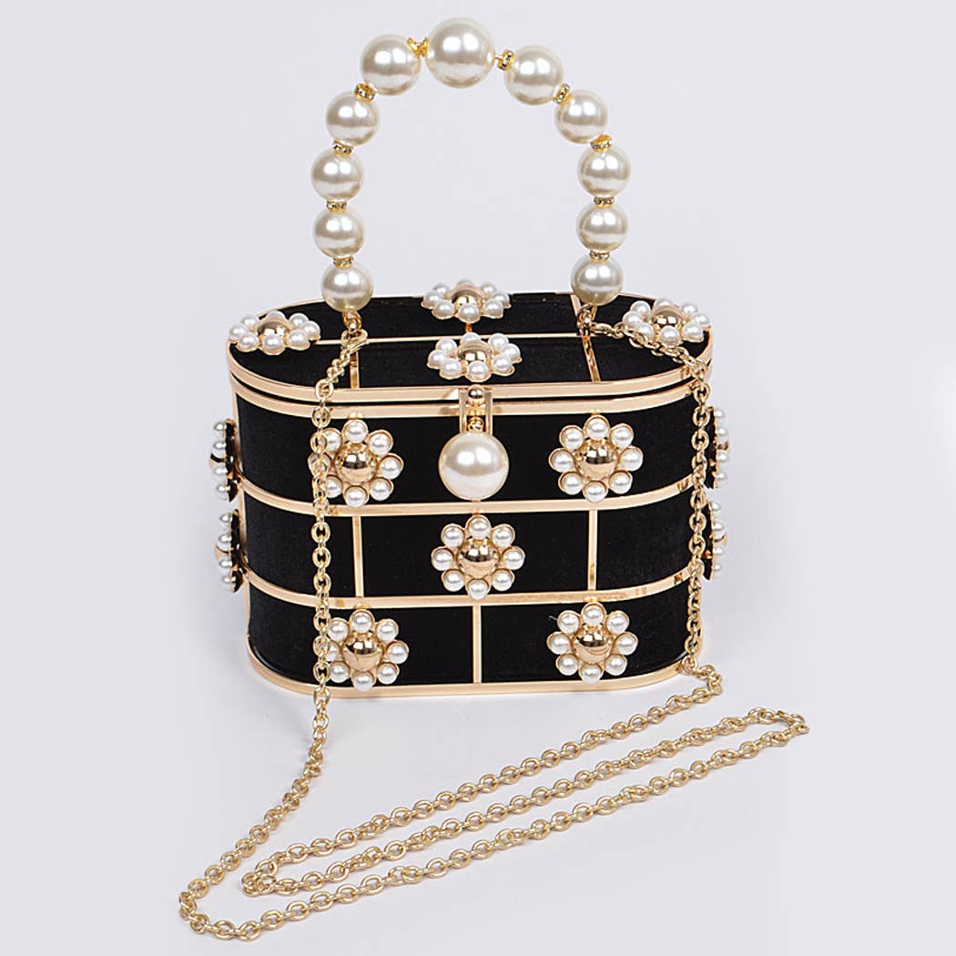 Velvet & Pearl Bucket Clutch