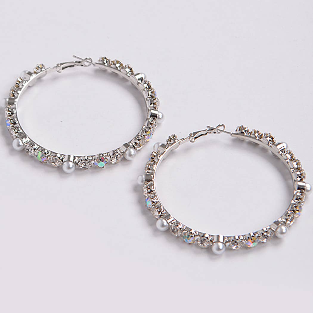 Pearl & Rhinestone Hoops