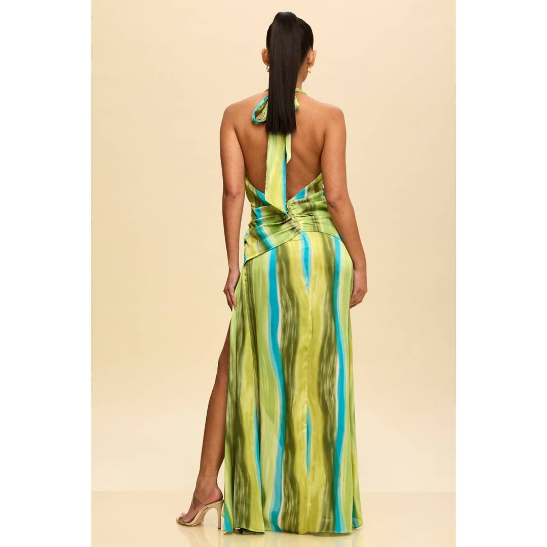 Rio Halter Slit Maxi Dress