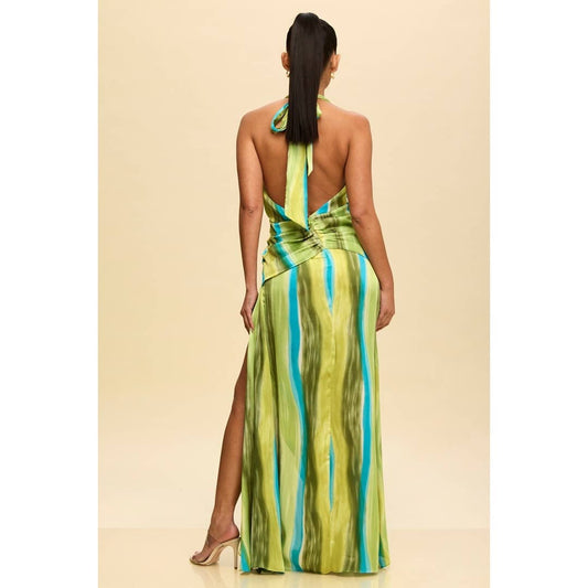 Rio Halter Slit Maxi Dress