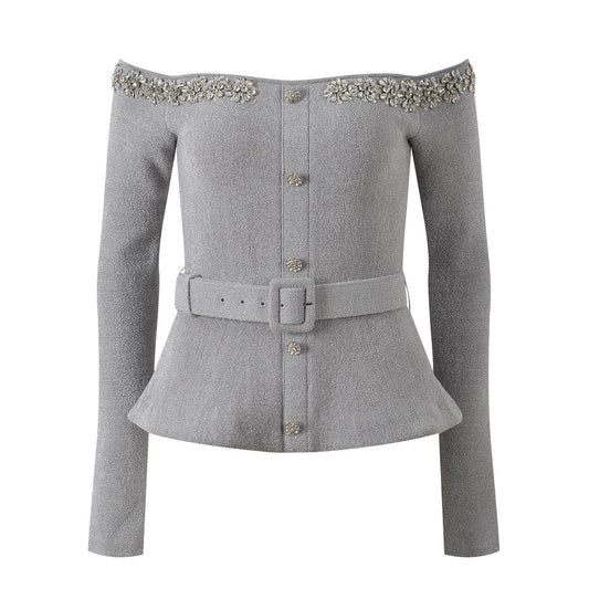 Colette Off Shoulder Peplum Sweater