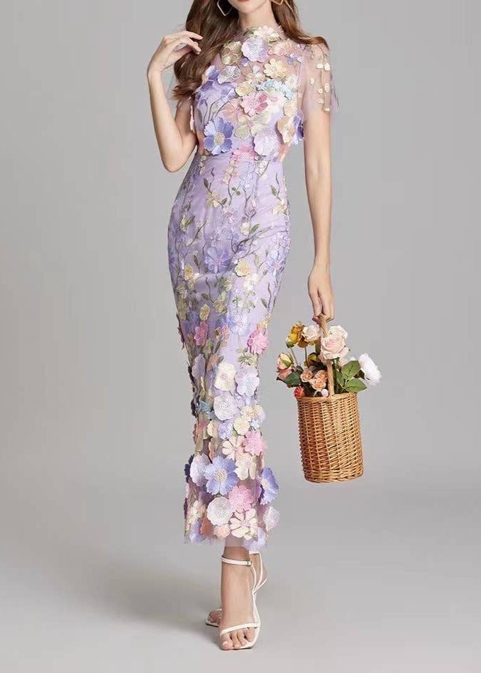 Eve Floral Mesh Mid-Maxi Dress