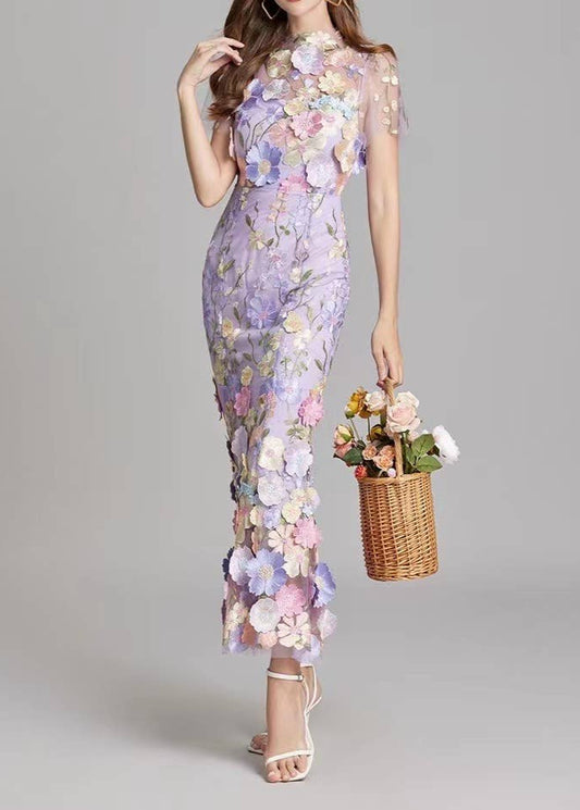 Eve Floral Mesh Mid-Maxi Dress