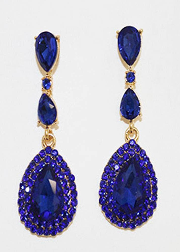 Royal Pear CZ Drop Earrings