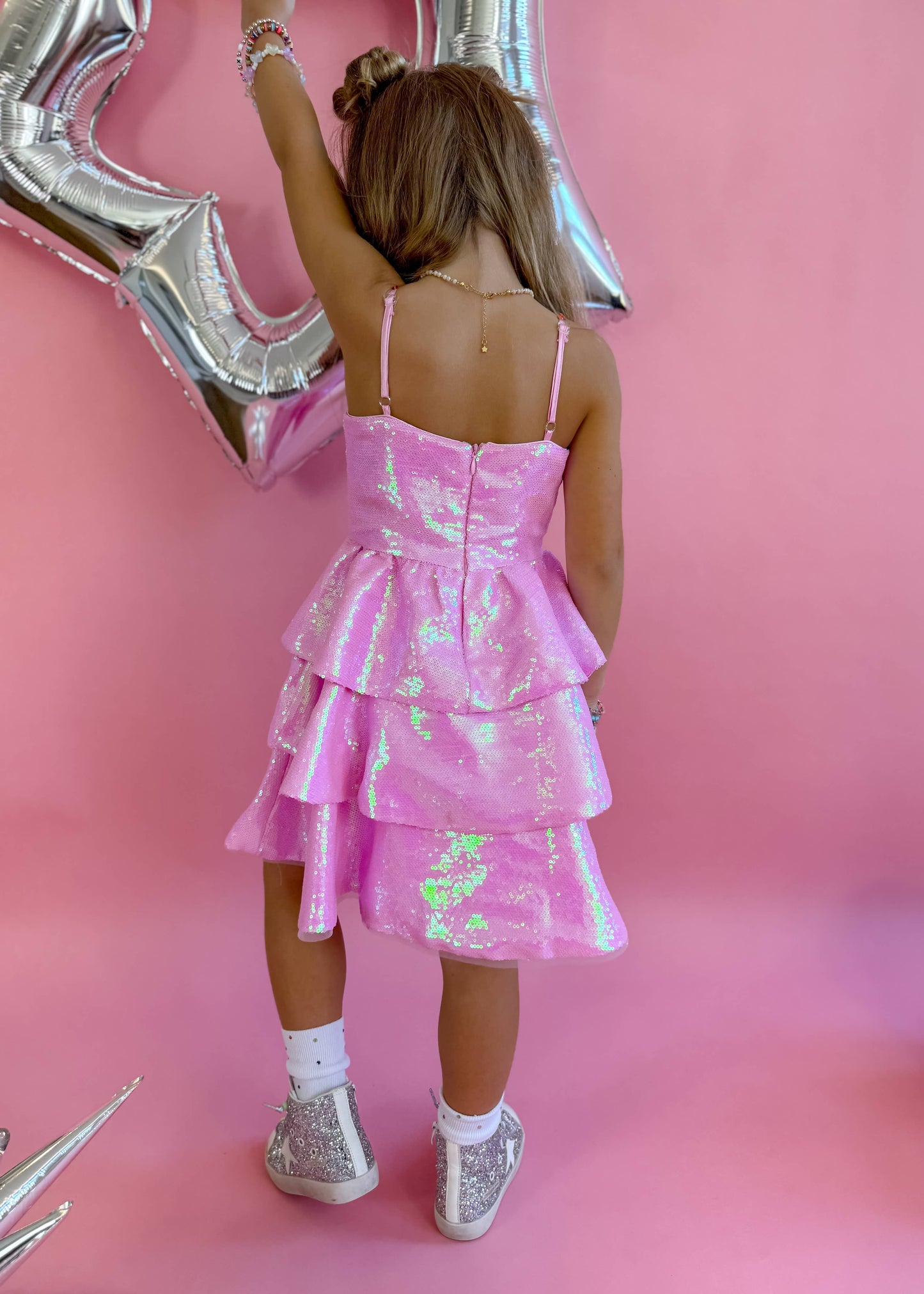 Little's Tiered Sequin Gem Party Dress