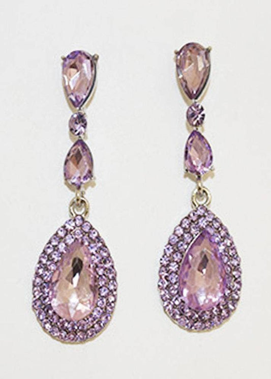 Lavender Pear CZ Drop Earrings
