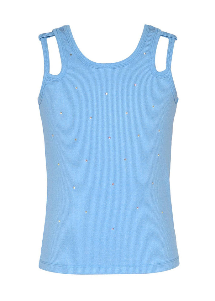 Little's Ribbed Cut-out Rhinestone Tank