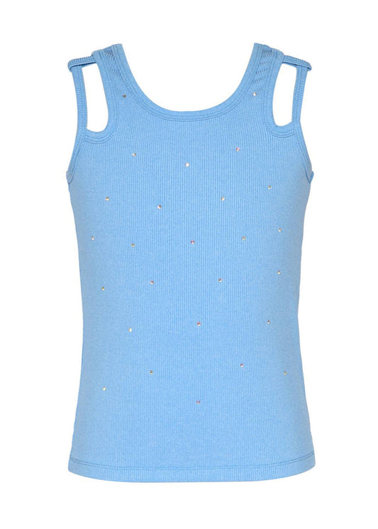 Little's Ribbed Cut-out Rhinestone Tank