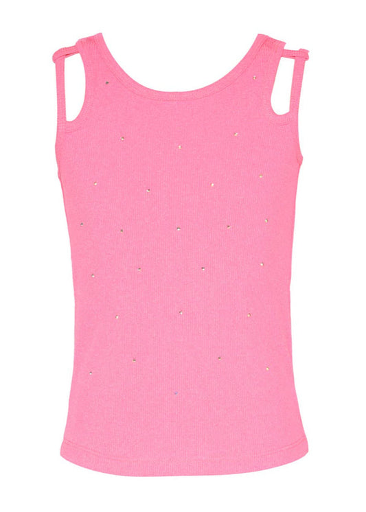 Little's Ribbed Cut-out Rhinestone Tank