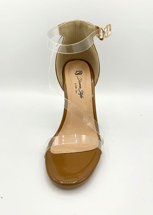 Crossover Strap Heel Lucite - Oatmeal