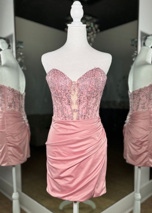 Jovani Corset Pink Fitted Mini 40937