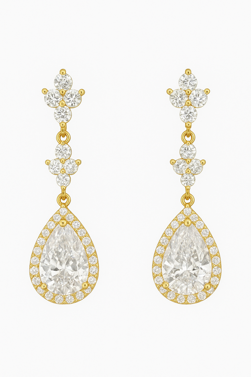 Kite and Pear Shape CZ Drop Earrings