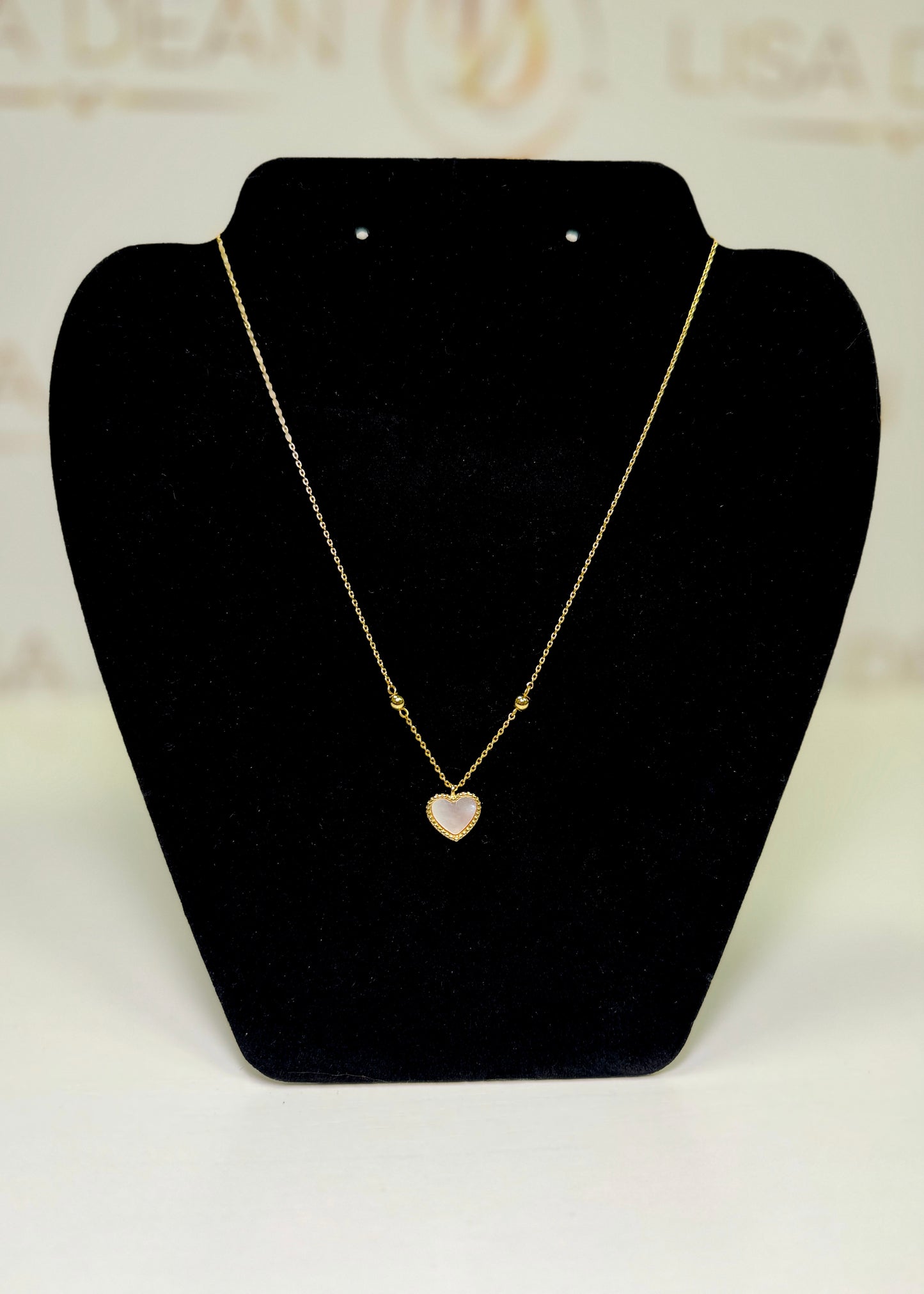 14K Dipped Mother of Pearl Heart Pendant Necklace