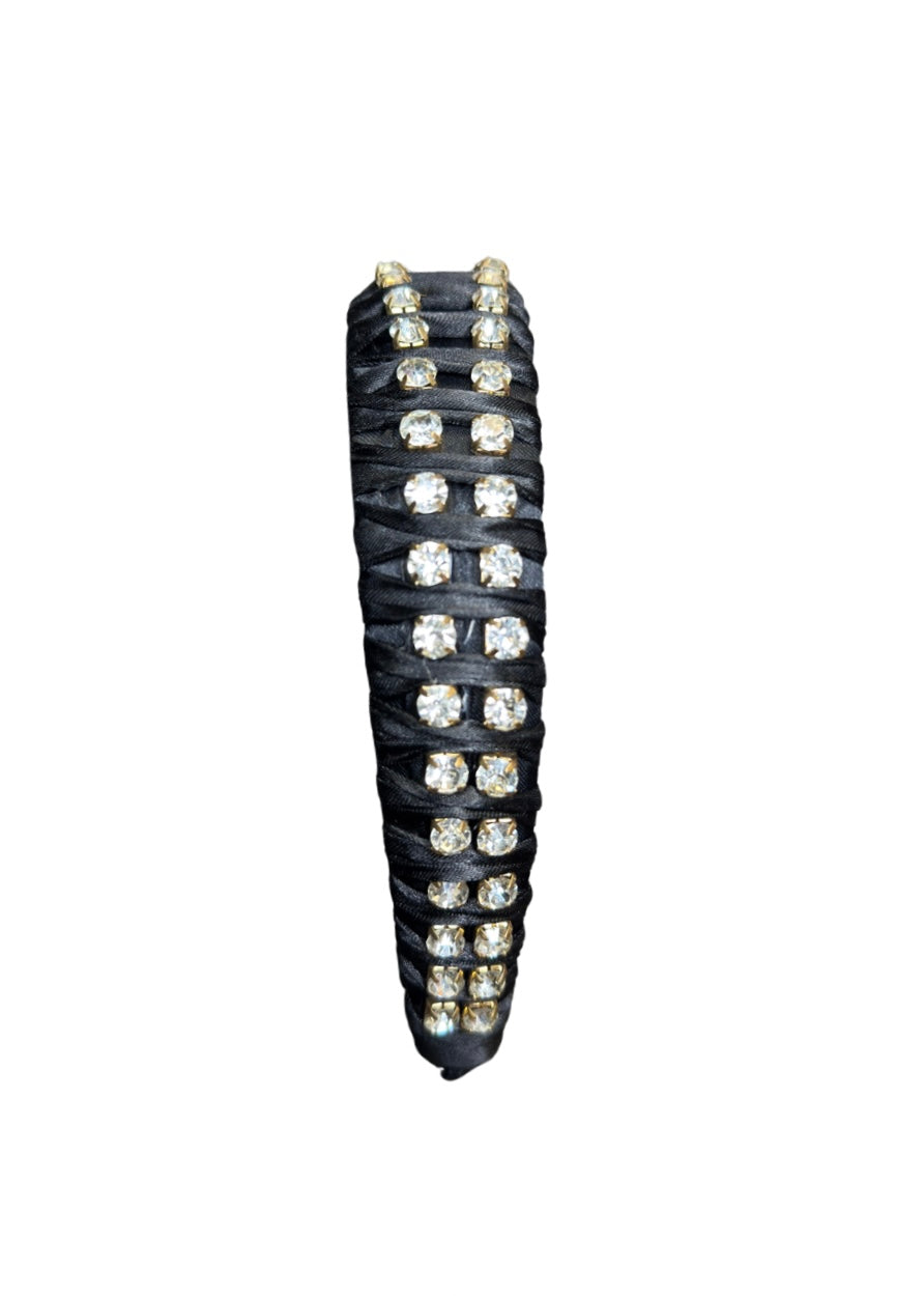 Black Satin Rhinestone Headband