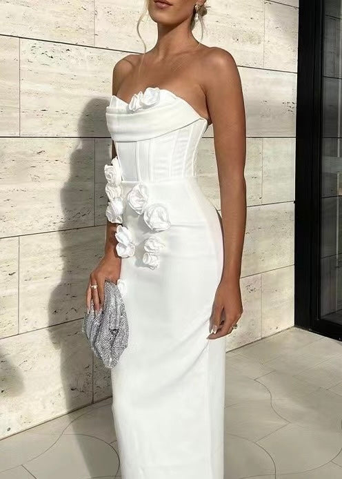 White In Bloom Rosette Bandage Maxi