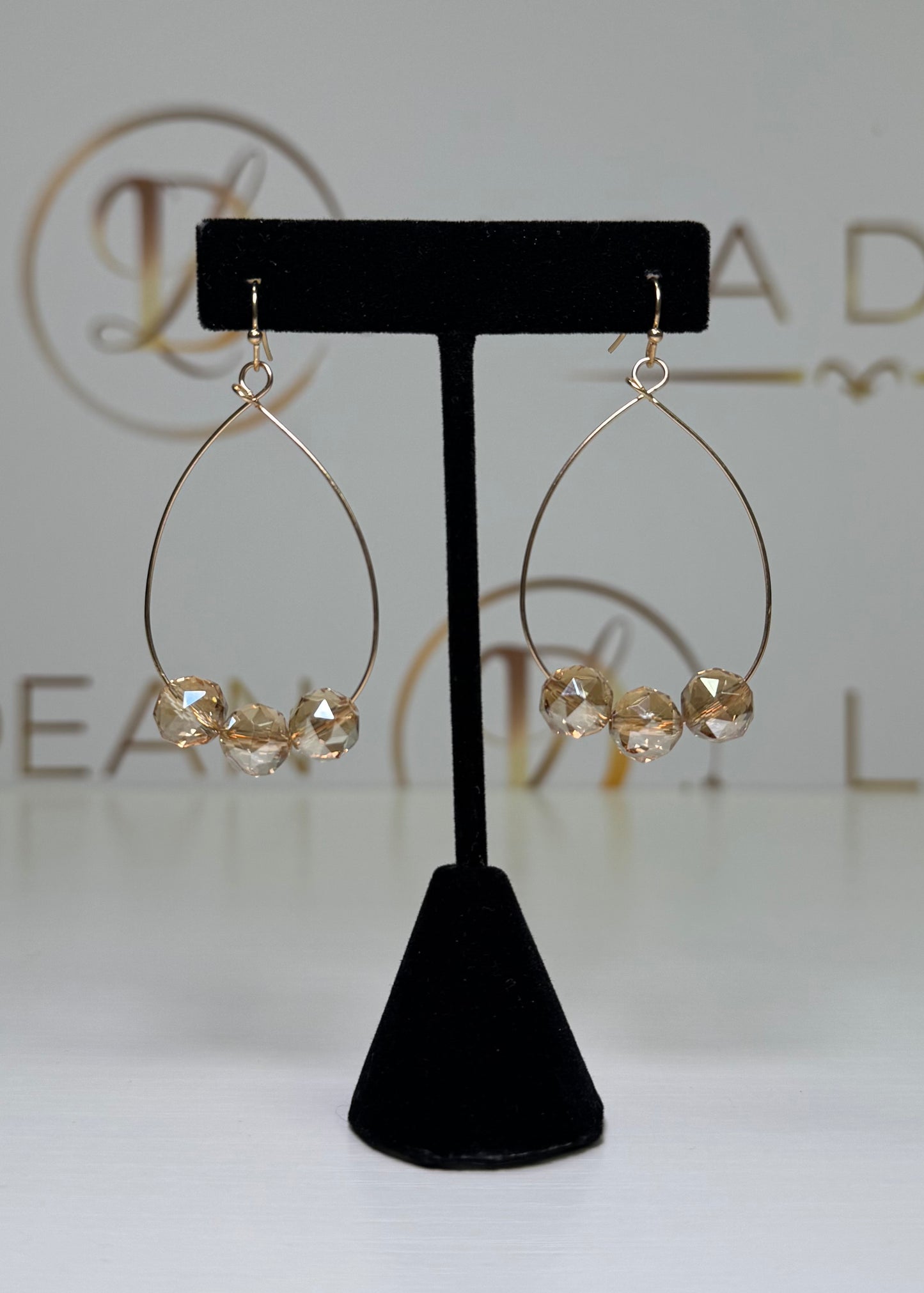 Teardrop Wire Glass Bead Earrings