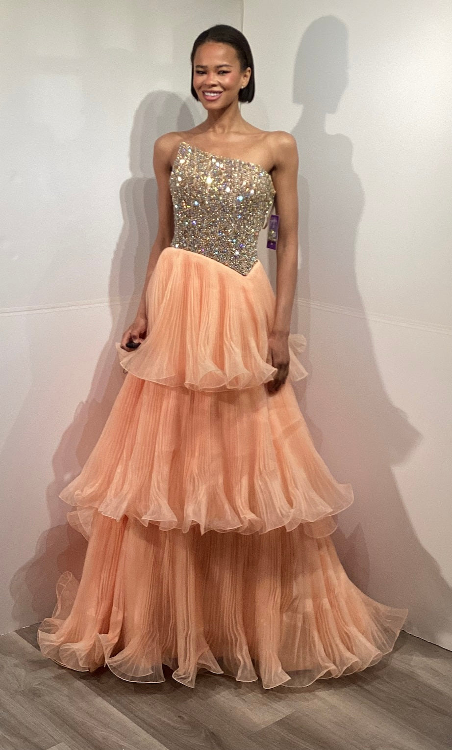 Fete リボンジレ Jovani Signature Tiered Pleated Gown 48034 – Lisa Dean Boutique