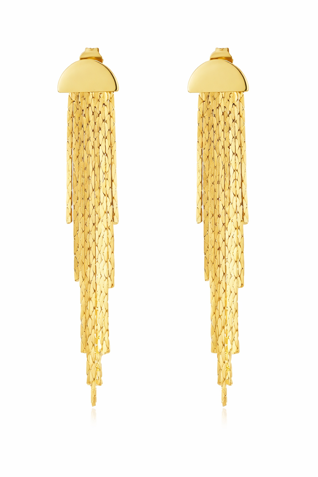Gold Plated Semicircle Tassel Earrings