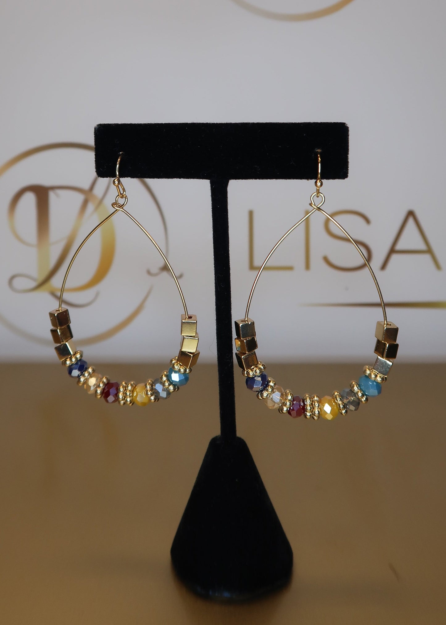 Gold Glass Teardrop Earrings