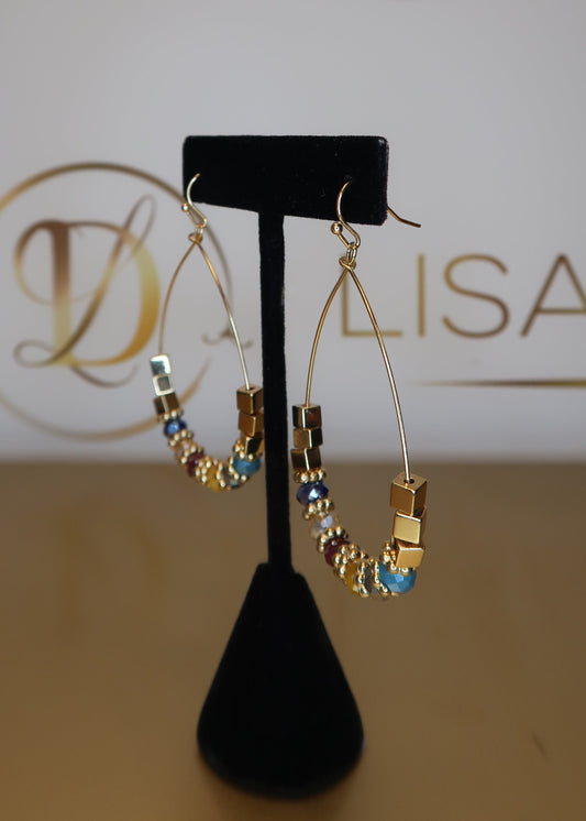Gold Glass Teardrop Earrings
