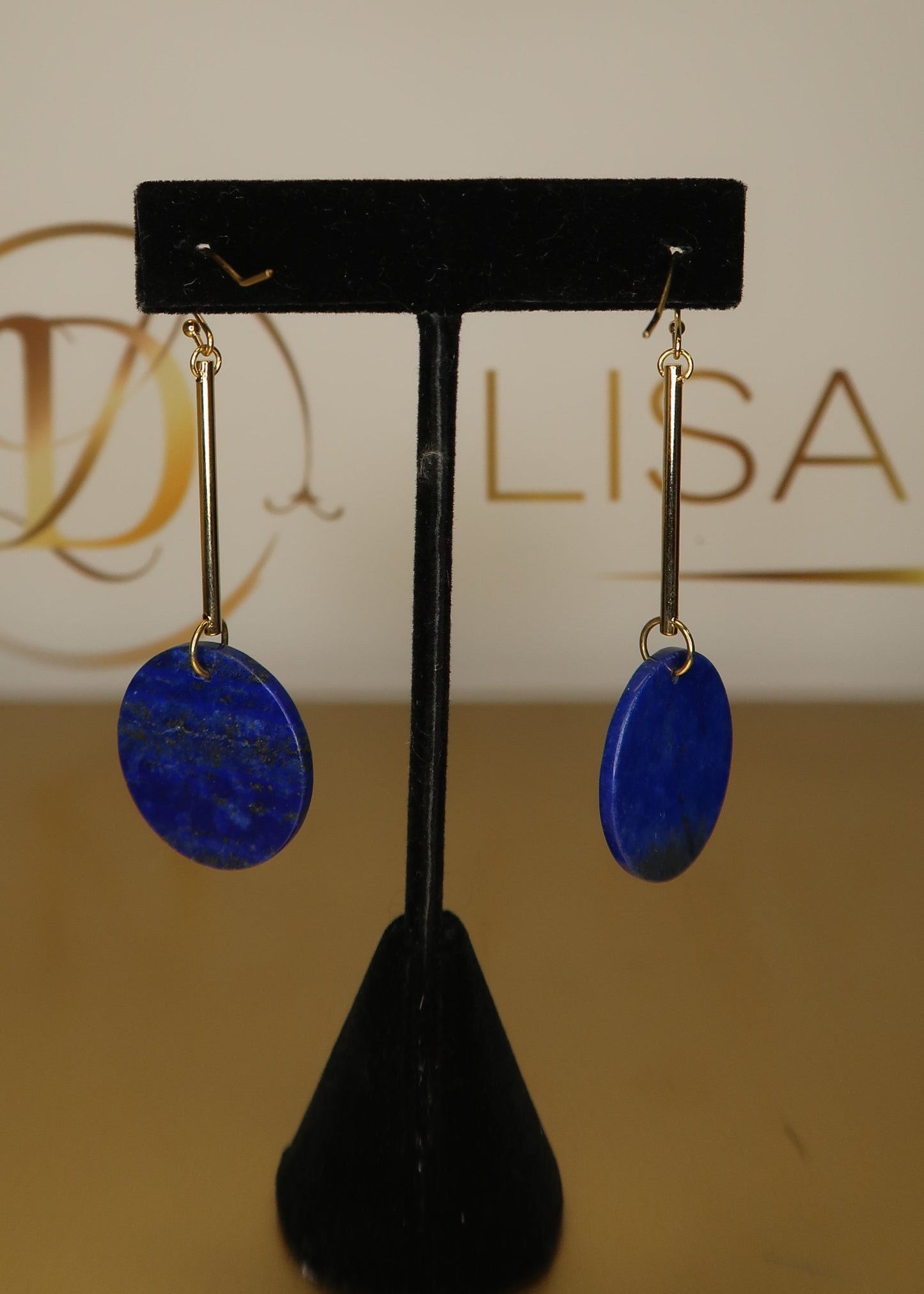 Lapis & Gold Disc Earrings