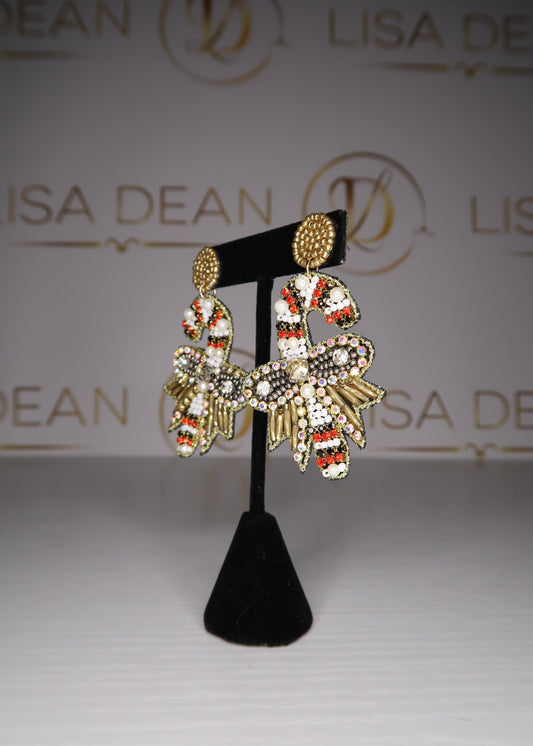 Gold Candy Cane Earrings