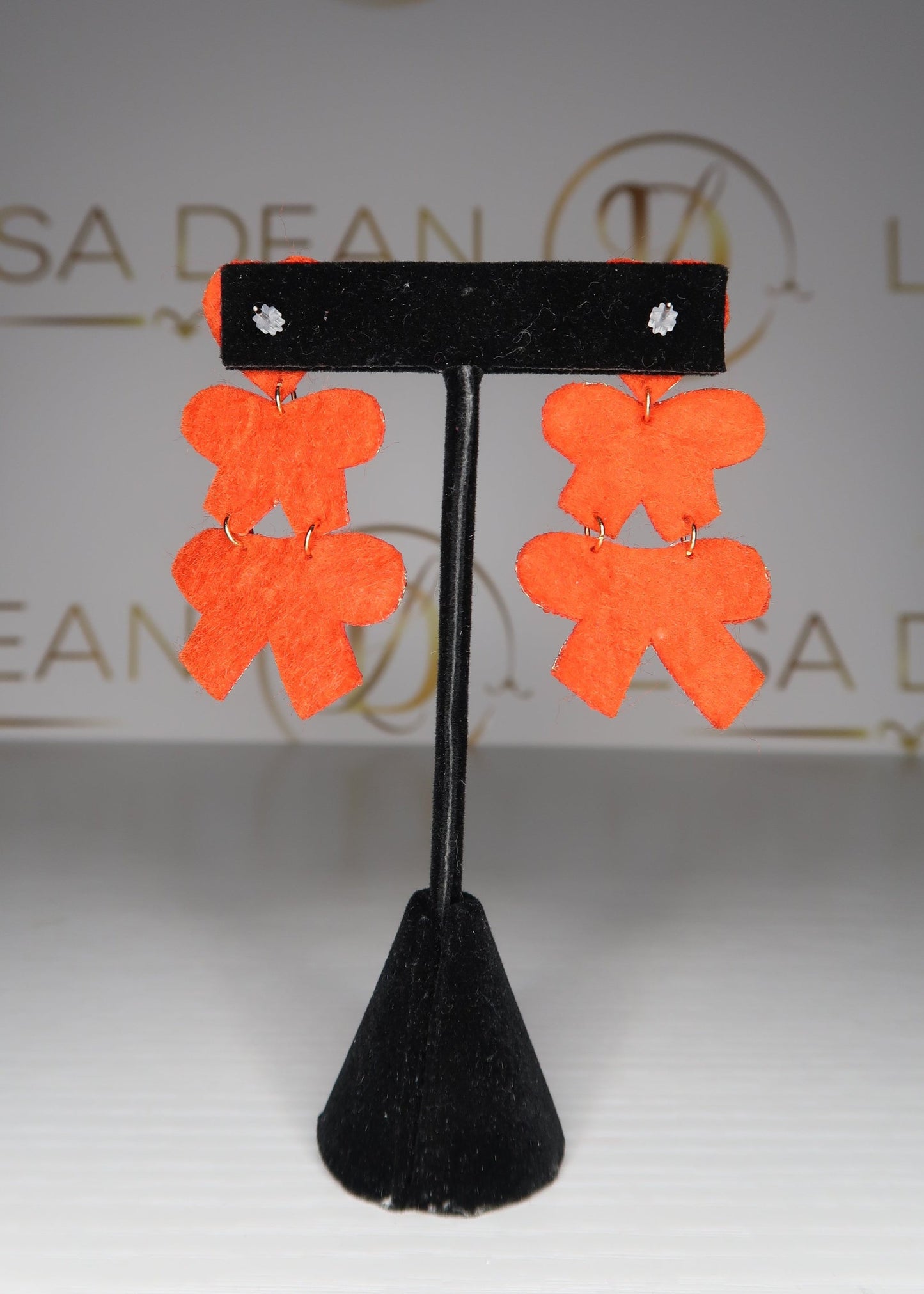 Beaded Heart Bow Earrings