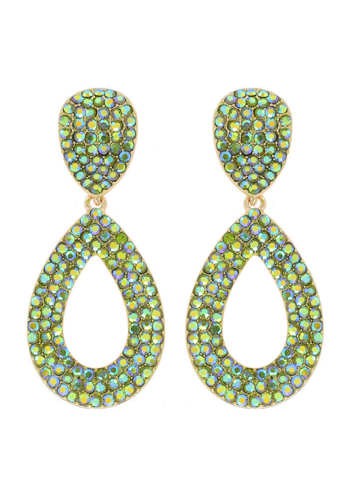 Open Teardrop Peridot AB Clip-on Earrings